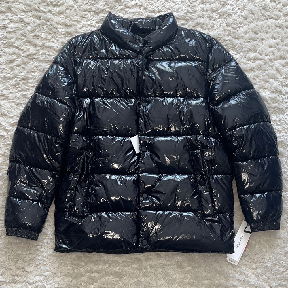 Calvin Klein Men’s Shiny Navy Blue Puffer Jacket